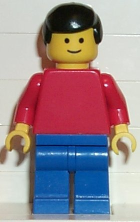 Plain Red Torso with Red Arms, Blue Legs, Black Male Hair (pln050)