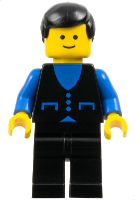 Shirt with 3 Buttons - Blue, Black Legs, Black Male Hair (but025)
