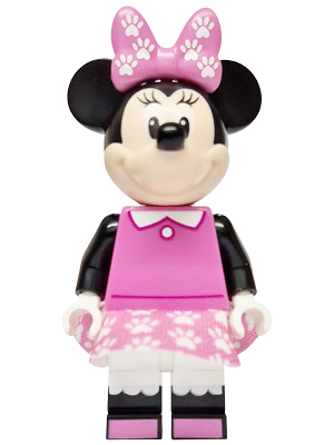 Minnie Mouse - Dark Pink Top, Dress and Bow with Paw Prints (dis186)