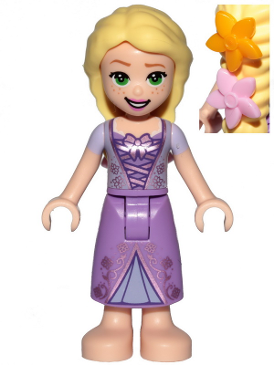 Rapunzel - Mini Doll, Bright Light Orange and Bright Pink Flowers (dp107)