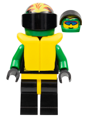 Extreme Team - Green, Black Legs with Yellow Hips, Green Flame Helmet, Life Jacket (ext005)