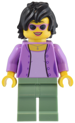 1950s Diner Patron - Female, Medium Lavender Jacket, Sand Green Legs, Black Hair (bdp094)