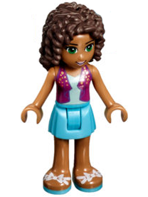 Friends Andrea - Medium Azure Skirt, Magenta Vest Top (frnd0198)