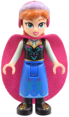 Anna - Blue Skirt, Black Boots and Black Top, Light Aqua Sleeves, Magenta Cape (dp196)