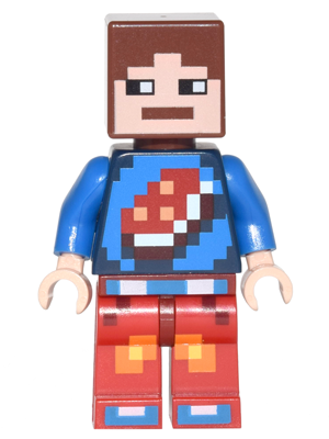 Minecraft Skin 7 - Pixelated, Blue Shirt with Porkchop Icon (min040)