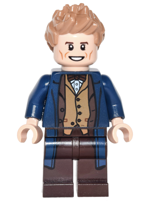 Newt Scamander - Dark Blue Trench Coat, Dark Tan Vest (dim034)