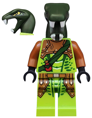 Zoltar - Serpentine Snake Warrior, Lime with Scales, Dark Orange Armor Coverings, Dark Green Strap with Red Vial (njo0217)
