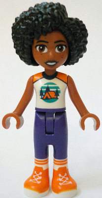 Friends Jamila - White Sleeveless Top with Tent, Dark Purple Trousers, Orange Shoes (frnd0758)