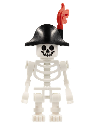 Skeleton, Fantasy Era Torso with Standard Skull, Mechanical Arms, Black Bicorne Hat, Red Plume (gen037)
