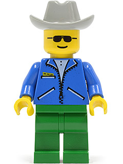 Jacket Blue - Green Legs, Light Gray Cowboy Hat, Sunglasses (jbl006)