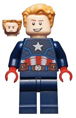 Captain America - Dark Blue Suit with Reddish Brown Belt, Red Hands, Hair (sh0741)
