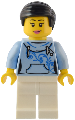Traveler - Female, Bright Light Blue Hoodie, White Legs, Black Hair (bdp092)