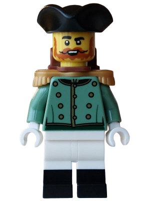 Imperial Soldier - Male, Sand Green Jacket Formal, White Legs with Black Boots, Reddish Brown Backpack, Black Tricorne Hat (bdp264)