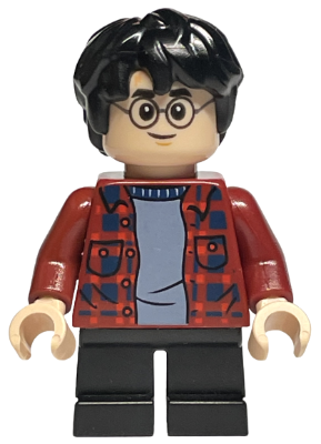 Harry Potter - Dark Red Plaid Flannel Shirt, Black Short Legs (hp233)