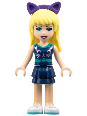 Friends Stephanie - Dark Blue Layered Skirt, Sleeveless Top with Cat Face, Dark Purple Cat Ears (frnd0440)