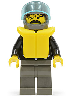 Leather Jacket with Zippers - Dark Gray Legs and Helmet, Life Jacket (lea007)