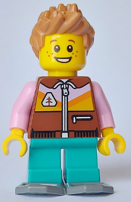 Boy - Reddish Brown Jacket, Dark Turqouise Short Legs, Medium Nougat Spiked Hair, Snowshoes (cty1637)