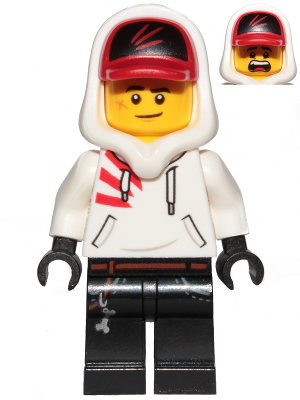 Jack Davids - White Hoodie with Cap and Hood (Lopsided Smile / Scared) (hs009)