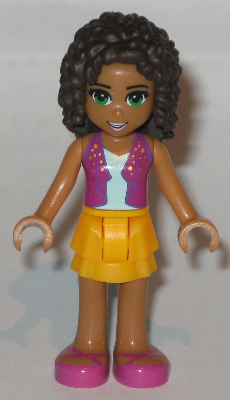 Friends Andrea - Bright Light Orange Layered Skirt, Magenta Vest Top (frnd0176)