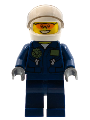 Swamp Police - Helicopter Pilot, Dark Blue Flight Suit with Badge, Helmet, Plain Hips and Legs (cty0535)