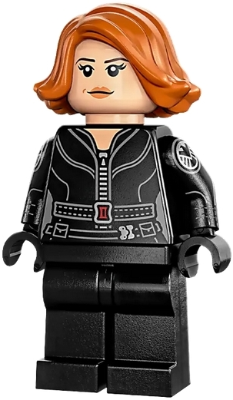 Black Widow - Black Jumpsuit, Dark Orange Short Hair, Plain Legs, Printed Arms (sh0851)