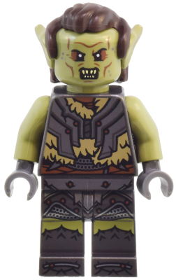Orc - Olive Green Head, Pearl Dark Gray Armor over Dark Tan Fur, Dark Brown Hair (lor137)