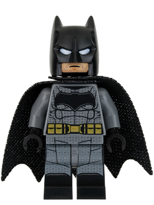 Batman - Dark Bluish Gray Suit, Gold Belt, Black Hands, Large Bat Logo, Printed Legs, Stubble (sh0437)