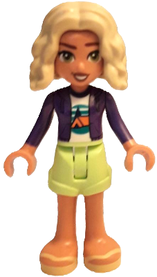 Friends Nova - Dark Purple Hoodie, White Shirt with Tent, Yellowish Green Shorts, Bright Light Yellow Sandals (frnd0821)