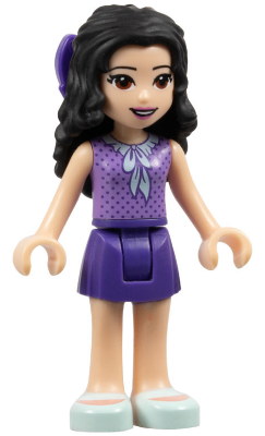 Friends Emma - Dark Purple Skirt, Medium Lavender Top, Light Aqua Shoes, Dark Purple Bow (frnd0259)
