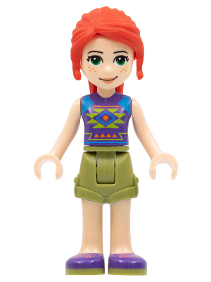 Friends Mia - Olive Green Shorts, Dark Purple Shoes and Top with Diamonds and Triangles (frnd0421)