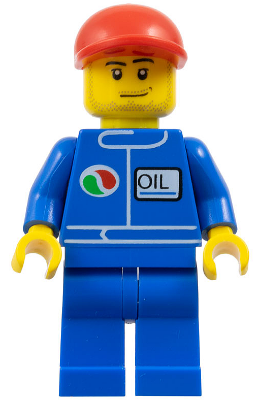 Octan - Blue Oil, Blue Legs, Red Short Bill Cap, Smirk and Stubble Beard (oct064)