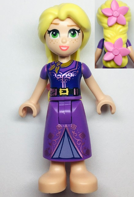 Rapunzel - Mini Doll, 2 Bright Pink Flowers, Dark Purple Vest Closed (dp169)