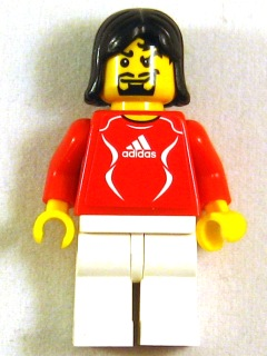 Soccer Player Red - Adidas Logo, Red and White Torso Stickers (#15) (soc133s)