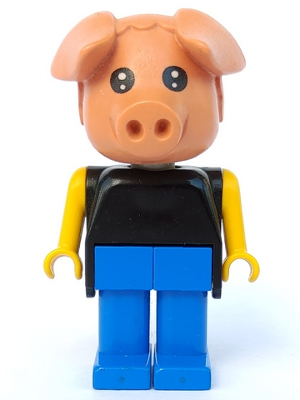 Fabuland Pig - Hugo Hog, Blue Legs, Black Top, Yellow Arms (fab11b)