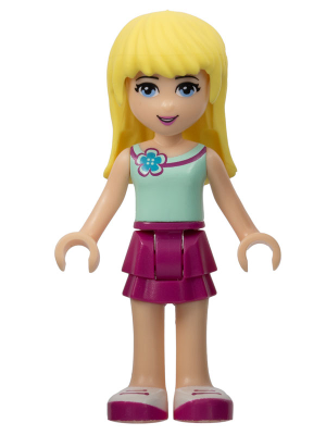 Friends Stephanie - Magenta Layered Skirt, Light Aqua Top with Flower (frnd0127)