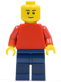 Plain Red Torso with Red Arms, Dark Blue Legs, Black Eyebrows, Thin Grin (pln171)