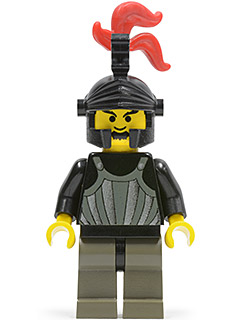 Fright Knights - Knight 1, Black Dragon Helmet, Red 3-Feather Plume (cas250)