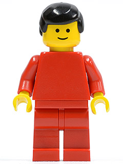 Plain Red Torso with Red Arms, Red Legs, Black Male Hair (pln071)