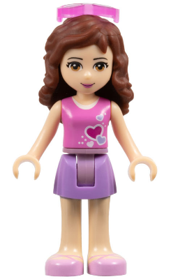 Friends Olivia (Light Nougat) - Medium Lavender Skirt, Dark Pink Top with Hearts and White Undershirt, Trans-Dark Pink Sunglasses (frnd0257)