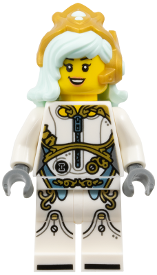 Astrid - White Outfit, Light Aqua Hair, Gold Crown (drm093)