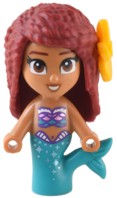 Ariel, Mermaid (Medium Nougat) - Micro Doll, Bright Light Orange Flower (dp178)