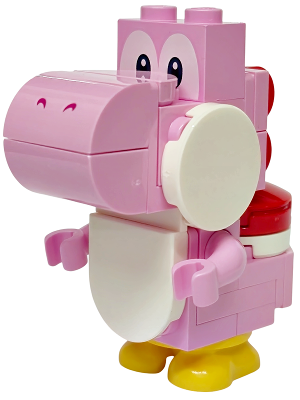 Pink Yoshi - White Tile, Round 2 x 2 Half Circle Extended on Front (Mar0220)