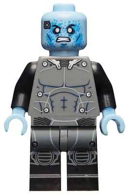 Electro - Black and Dark Bluish Gray Outfit, Bright Light Blue Head (sh0141)