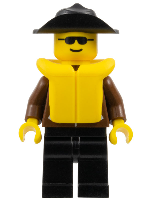 Jacket Brown - Black Legs, Black Wide Brim Hat, Life Jacket (jbr014)