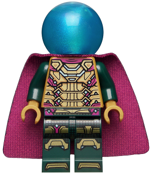 Mysterio - Magenta Trim, Dark Azure Head, Satin Trans-Light Blue Helmet, Single Hole Cape (sh0783)