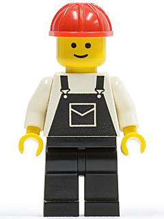 Overalls Black with Pocket, Black Legs, Red Construction Helmet (ovr007)
