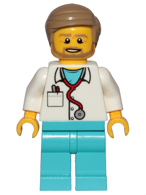 Doctor - Stethoscope, Medium Azure Legs, Dark Tan Smooth Hair, Beard (cty0898)