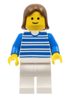 Horizontal Lines Blue - Blue Arms - White Legs, Brown Female Hair (hor017)