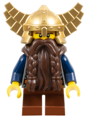 Fantasy Era - Dwarf, Dark Brown Beard, Metallic Gold Helmet with Wings, Dark Blue Arms (cas405)