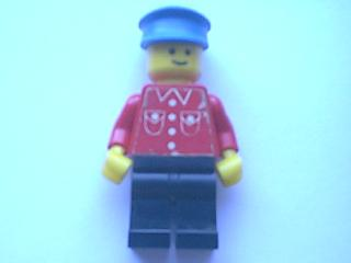 Shirt with 4 Buttons (sticker) - Red - Black Legs, Blue Hat (but033)
